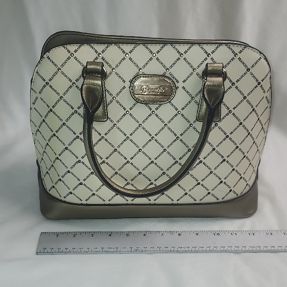 Brangio Italy Brown and Cream Satchel by Beverly Hills Polo Club - Picture 2 of 9